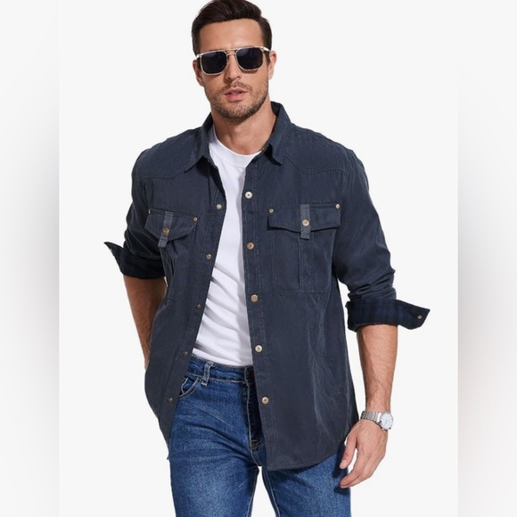 Flannel Lined Jacket Vintage Snap Button Western Rugged Outdoor Cowboy Jacket - Picture 2 of 12